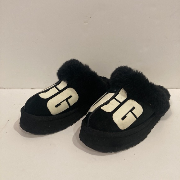 UGG Shoes - UGG Disquette Chopd Black Suede Slippers #1129230 size 7